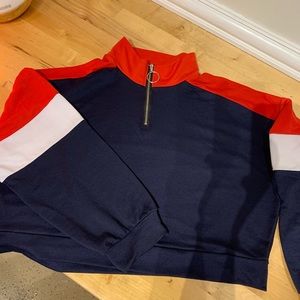 Loose Crop Block Sweatshirt